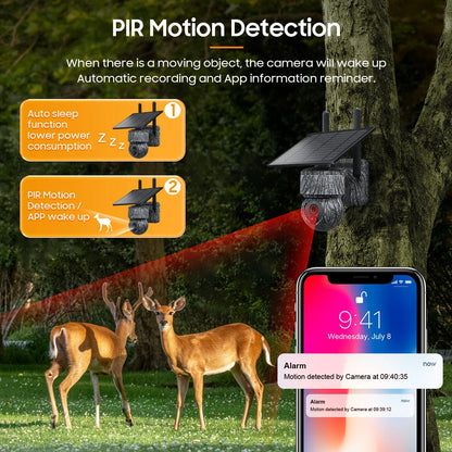 5MP 4G Solar Hunting Camera with High Definition Image Solar Panel Two-Way Audio Security CCTV Battery Camera IP66 Waterproof  + V380 Pro 12MP 10× Zoom Triple‑Lens 4G Solar‑Powered Outdoor Triple‑Screen CCTV Security C