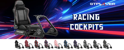 GTPLAYER Simulator Cockpit, Sim Racing Cockpit, racing simulator steering wheel stand with speakers, steering wheel and pedal shelf