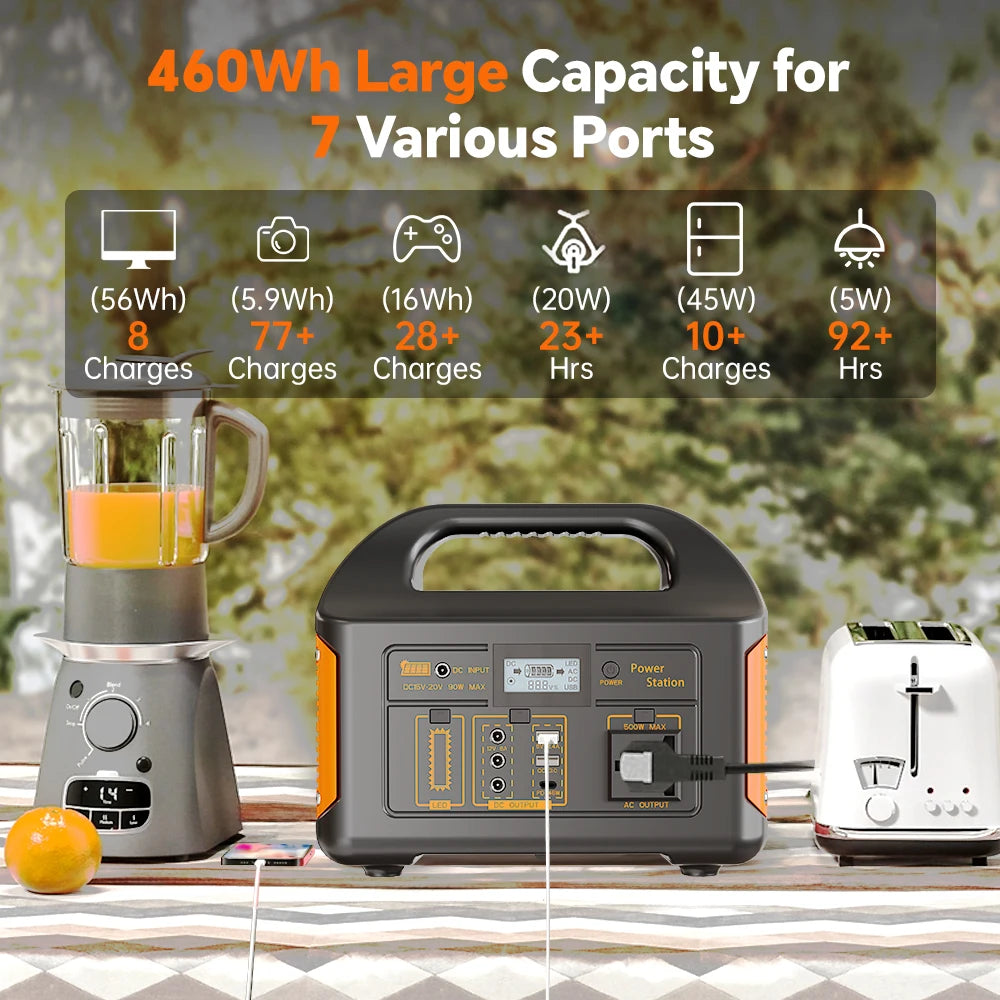 GaiaRay 500W 300W Portable Power Station AC 220V Solar Generator LiFePO4 Battery Emergency Power Plant Outdoor Fishing Tool LED