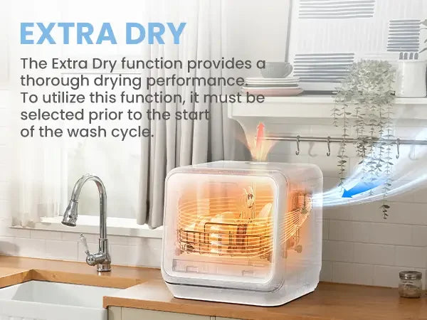 Midea Comfee Tabletop Dishwasher Without Installation, 5L Water Tank, 98 ° C Steam Sterilization, Compact Dishwasher with 6 Programs, 72H Ventilated Storage for 2-3 People