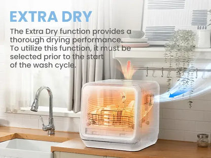 Midea Comfee Tabletop Dishwasher Without Installation, 5L Water Tank, 98 ° C Steam Sterilization, Compact Dishwasher with 6 Programs, 72H Ventilated Storage for 2-3 People