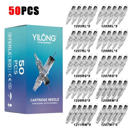 50/20PCS MIX Tattoo Cartridge Needles Individual Package Disposable Sterile Transparent Tattoo Needles  for Tattoo Pen Machine