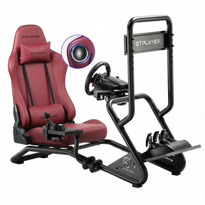 Luckracer Sim Racing Cockpit Simulator Cockpit Racing Simulator Steering Wheel Stand with Speakers Steering Wheel and Pedal Stand