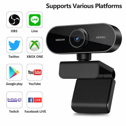 Webcam 1080P HD – micro intégré – USB – PC/mac/Android – visio/streaming