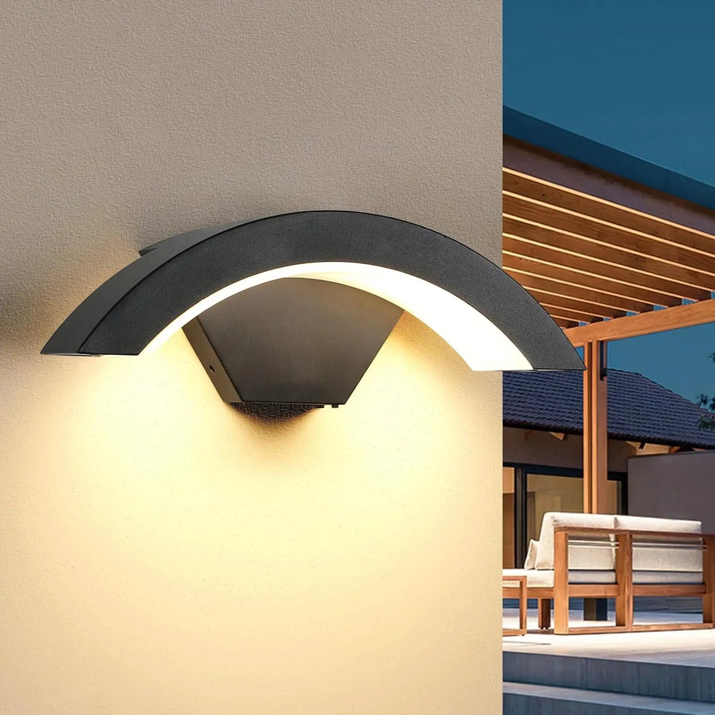 Utomhus Vägglampa Upp & Ned – IP44, Antracitgrå Aluminium, Rektangulär, Max 24W, AC Elanslutning