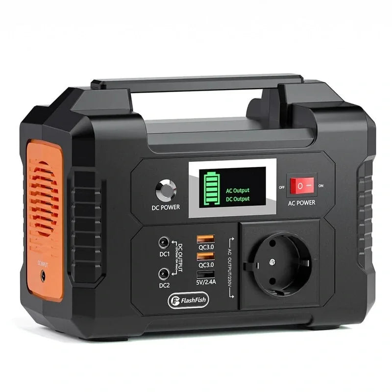 FlashFish E200 Portabel Powerstation 200W – 151Wh Solargenerator med AC/DC/USB, Camping & Nödström