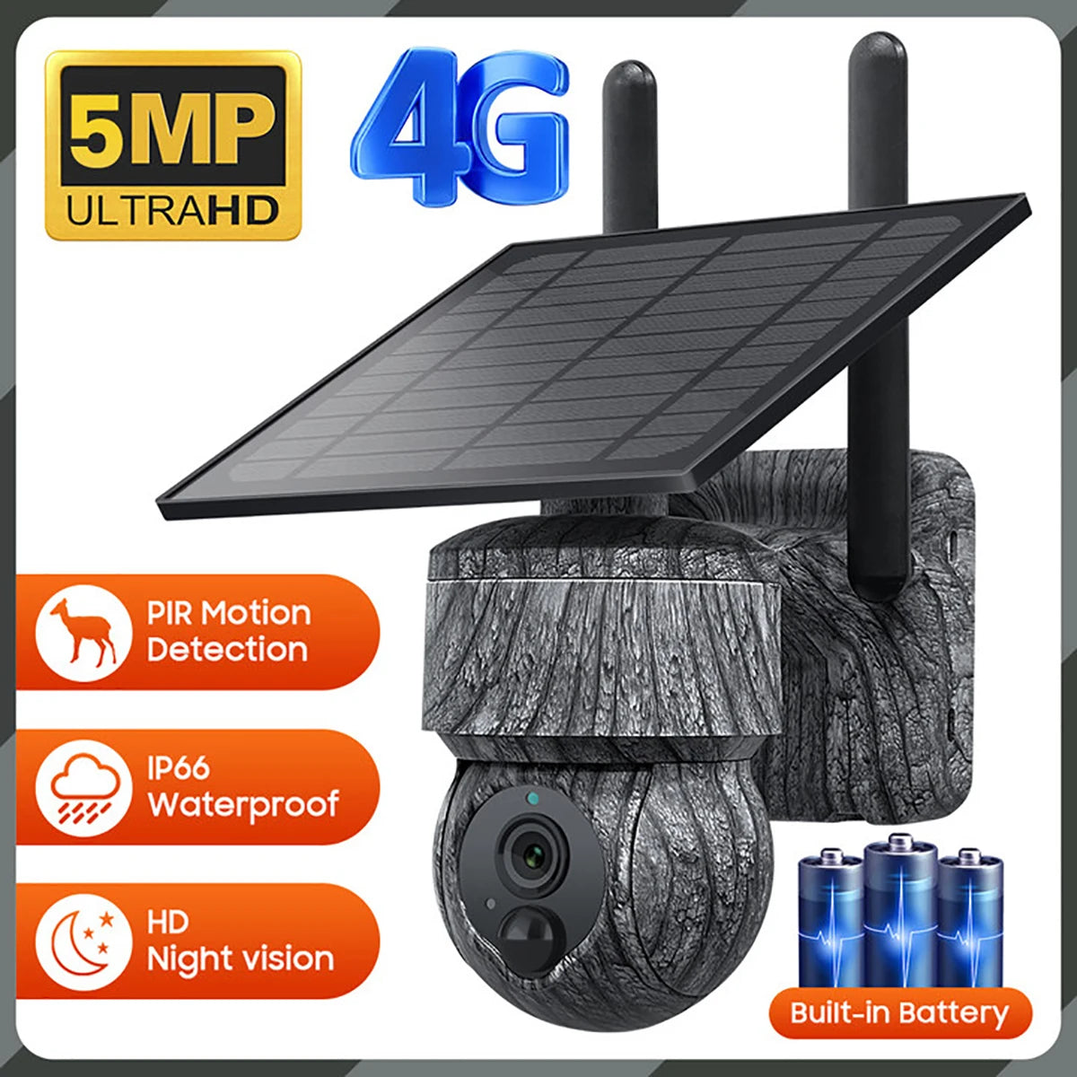 5MP 4G Solar Hunting Camera with High Definition Image Solar Panel Two-Way Audio Security CCTV Battery Camera IP66 Waterproof  + V380 Pro 12MP 10× Zoom Triple‑Lens 4G Solar‑Powered Outdoor Triple‑Screen CCTV Security C