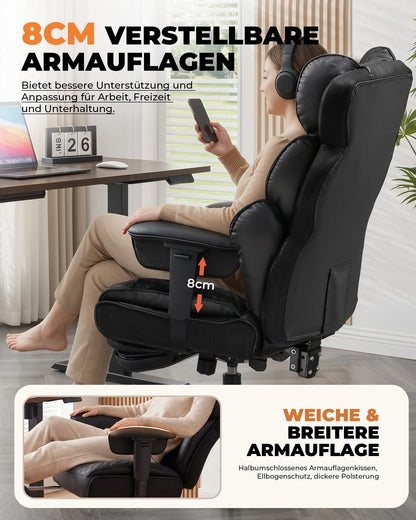 Comhoma Ergonomic Gaming Chair, Office Chair 400 Lb, with Adjustable Lumbar Support & Footrest, Hybrid Design,High Back Executive Chair