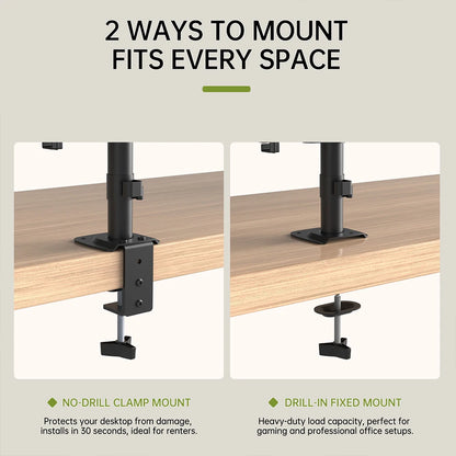 Ergonomisk Monitorarm för Skrivbord 13–27" – VESA 75x75/100x100 Justerbar Höjd Kabelhantering 8kg Stål EU-lager Polen