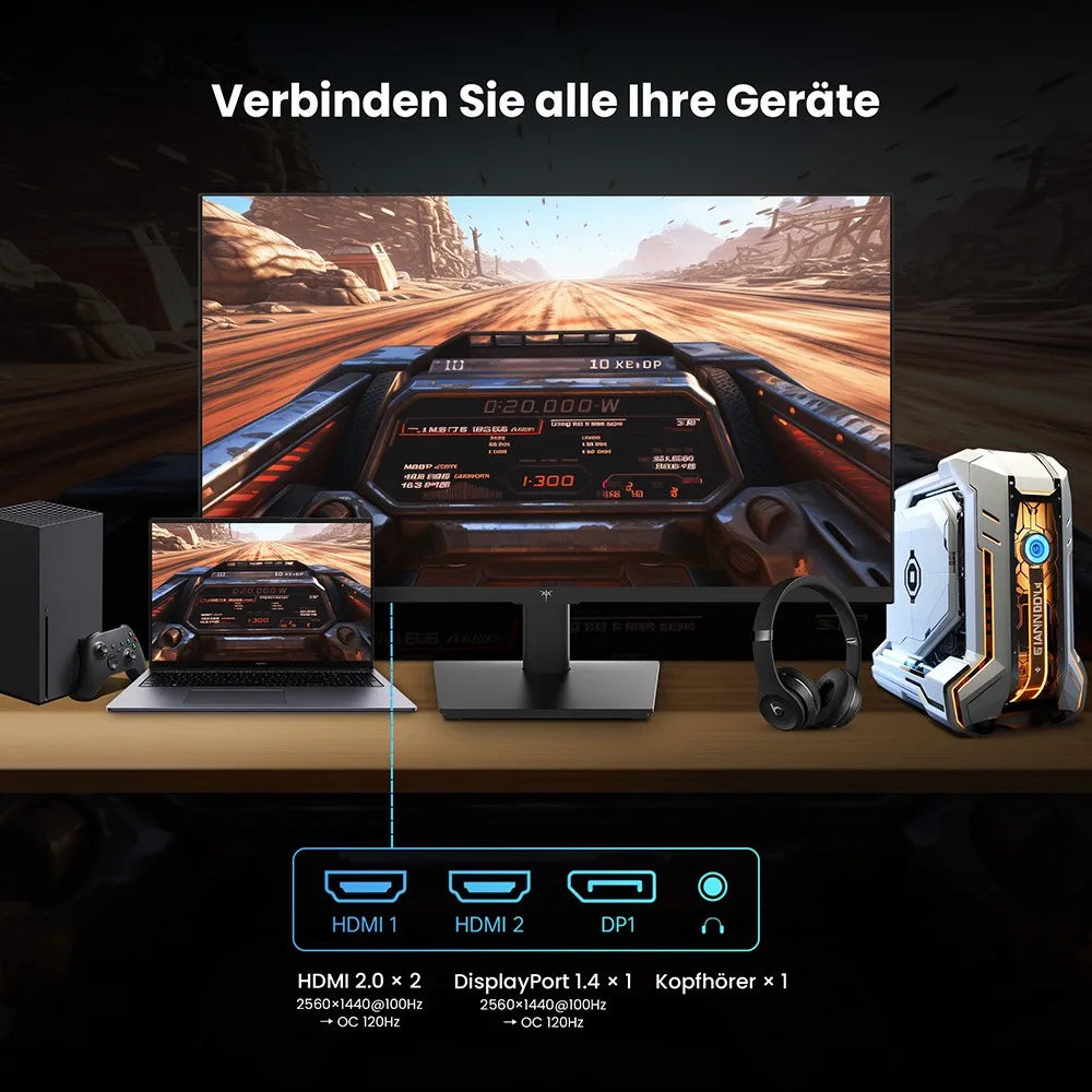 KTC H27T27 Kontorsmonitor 27" 2K QHD – Fast IPS 120Hz OC HDR FreeSync G-Sync 99% sRGB Ramlös VESA EU-lager