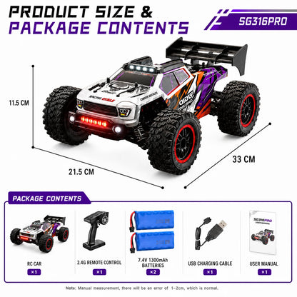 Beginner Friendly 4Wd Rc Off Road Car Carbon Brush Motor Precise Steering Trim Easy Motor Replacement Durable Anti-Loss Shell Hobby Gift for 14+