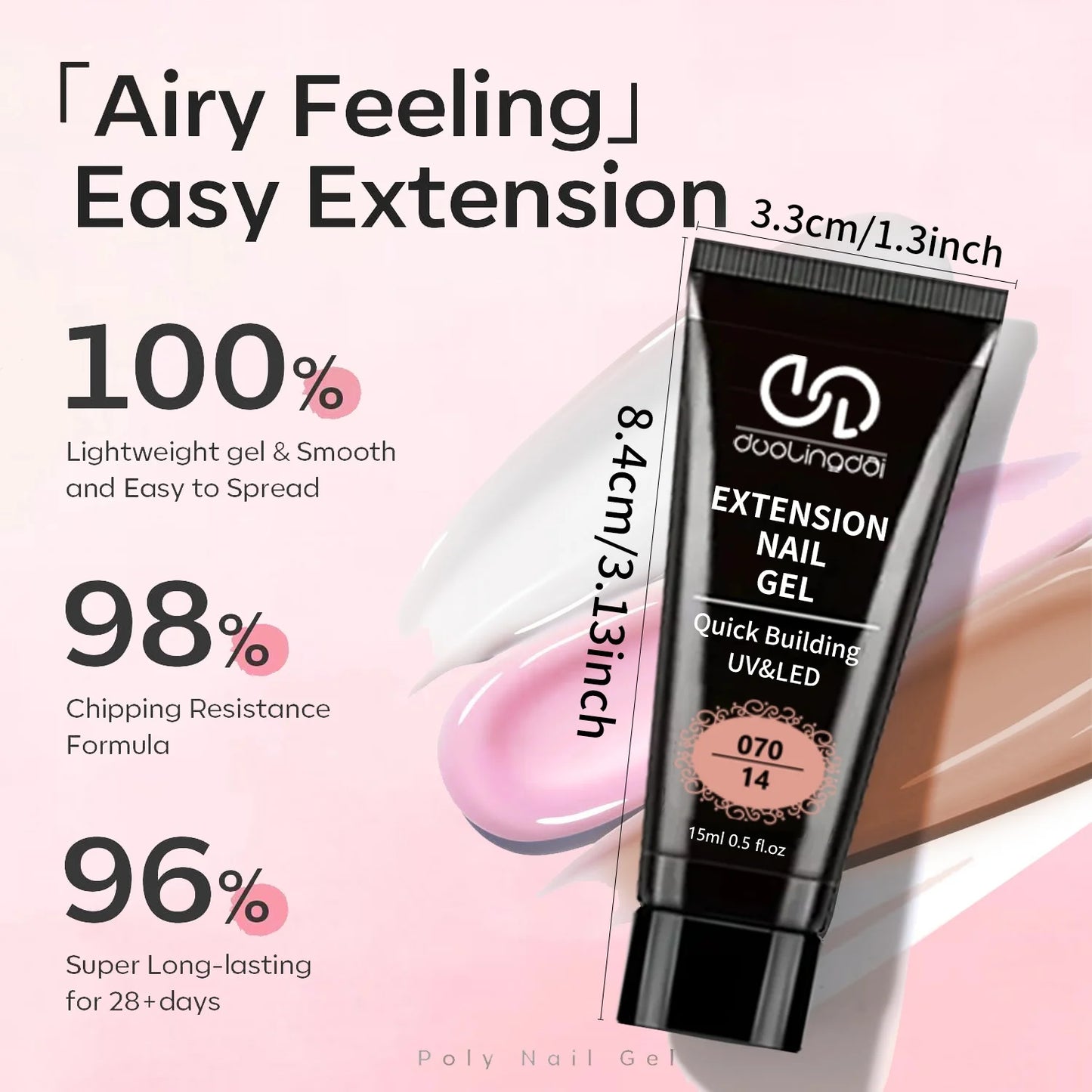 Poly Gel Extension Tool Set, Including 30ml of Cleaner Fluid, 7.5ml Base Coat and Top Coat, Nail Mold, Nail Clip and Nail Brush