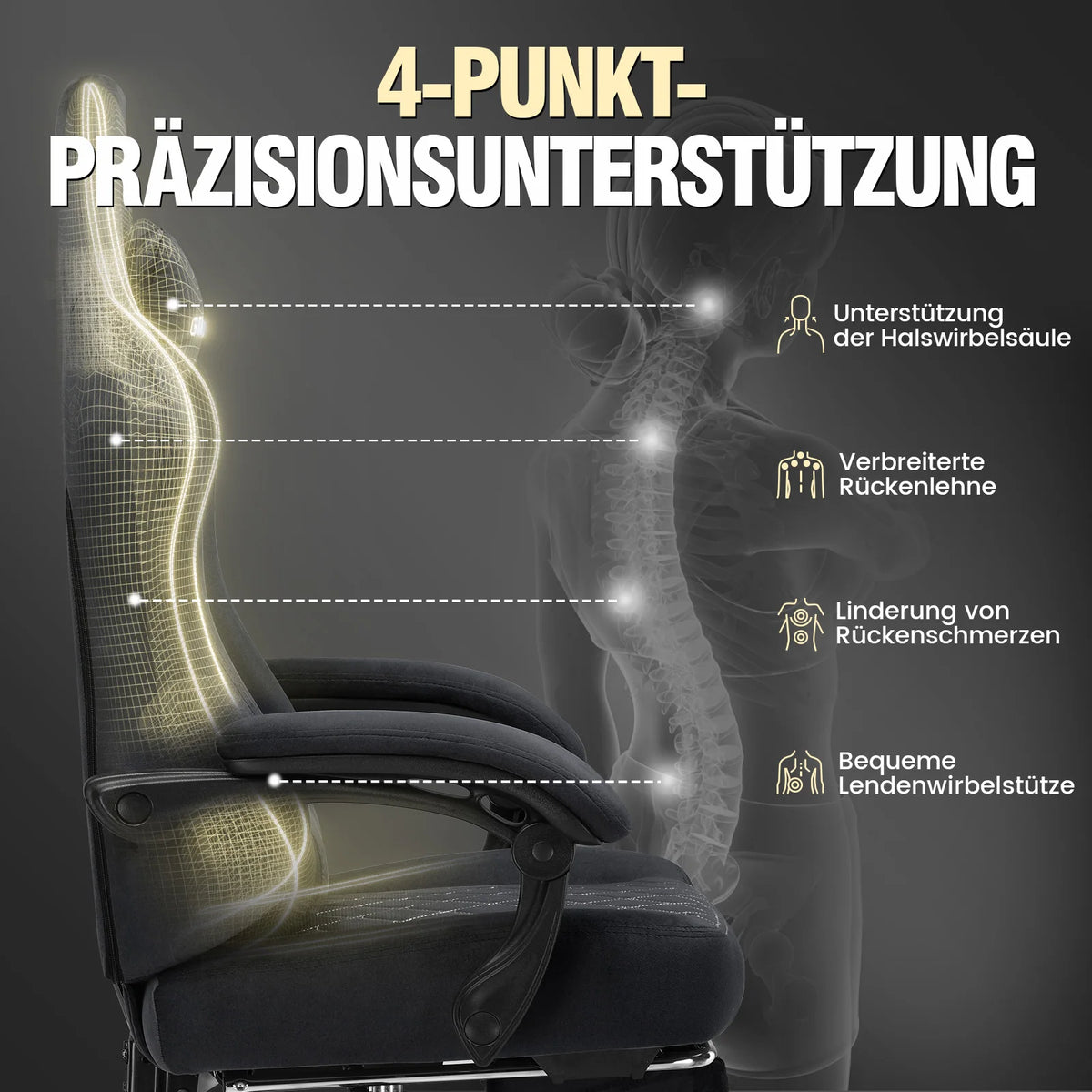 GTPLAYER Gaming chair fabric Gaming Chair Ergonomic office boot PC chair, Adjustable and Rotatable Desk Chair