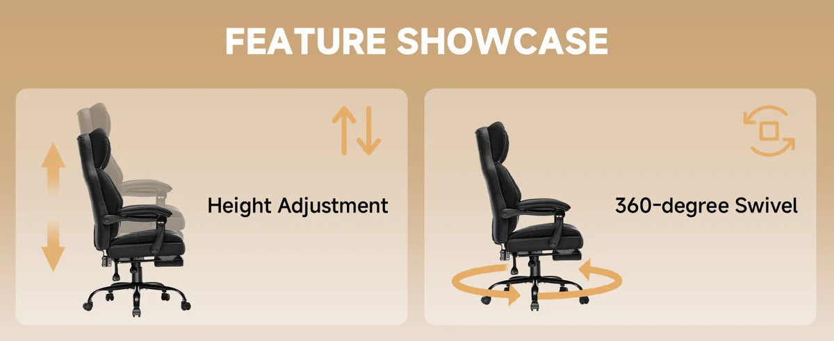 Gtplayer Gaming Chair, Ergonomic Office Chair with Footrest and Lumbar Support, High Back Executive Chair for Tall, Wide Computer Chair, Height Adjustable, Synchronous Armrest, Spring Core Seat