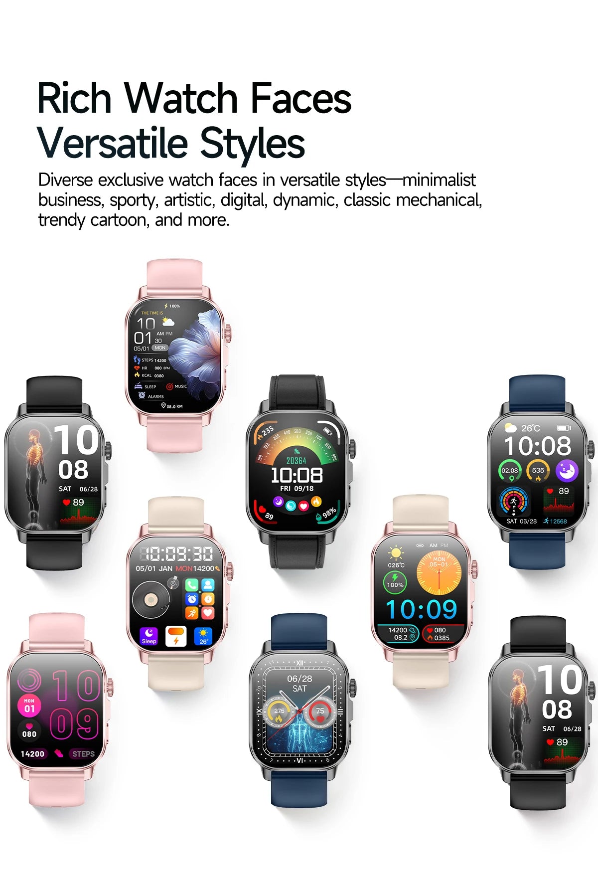 2026 ECG+PPG Daily Health Smart Watch Men Blood Fat Uric Acid Heart Rate Blood Oxygen Bluetooth Call Wellness Tracker Smartwatch