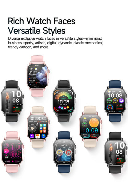 2026 ECG+PPG Daily Health Smart Watch Men Blood Fat Uric Acid Heart Rate Blood Oxygen Bluetooth Call Wellness Tracker Smartwatch