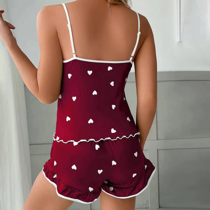 Dam Pyjamas Set Sommar – Linne & Shorts Stora Storlekar, Söt Print, 4 Färger