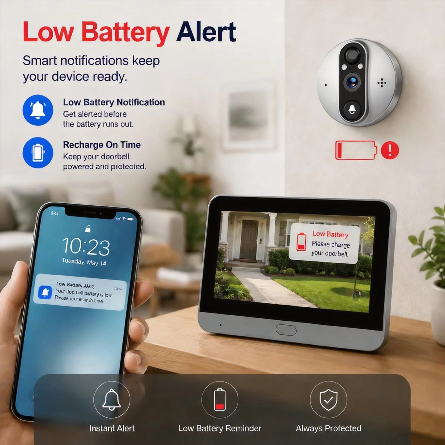 Tuya 5MP Dörrkikarkamera – 4,3" Skärm, PIR, Tvåvägsljud, 5000mAh, 166°, EU-lager