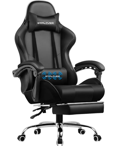 GTPLAYER Gaming chair with massage Lumin cushion & footrest, Ergonomic office chair with padded seat, swivel chair up to 150 kg