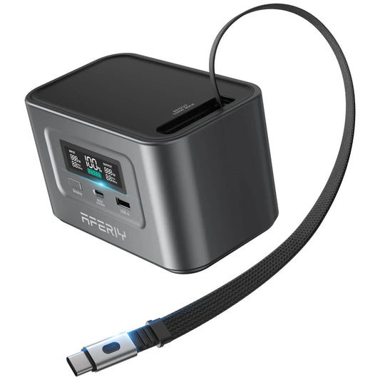 AFERIY Nano100 100W 99.2Wh Portable Power Station, LiFePO4 Battery, 1.5H Fast Charge, Dual 100W PD, with Type-C Cable