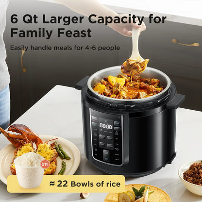 Midea Electric Pressure Cooker 6L 1200W Multicooker, 12 Cooking Programs, 24H Timer Keep Warm, Safety Valve, Electric Pressure Cooker for Soup Rice Yogurt Cake Household