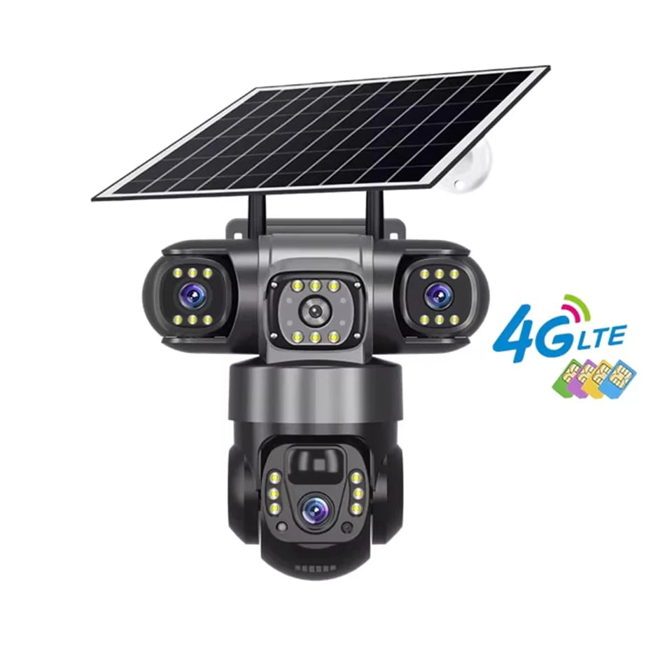 5MP 4G Solar Hunting Camera with High Definition Image Solar Panel Two-Way Audio Security CCTV Battery Camera IP66 Waterproof  + V380 Pro 12MP 10× Zoom Triple‑Lens 4G Solar‑Powered Outdoor Triple‑Screen CCTV Security C