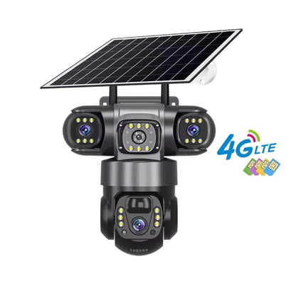 5MP 4G Solar Hunting Camera with High Definition Image Solar Panel Two-Way Audio Security CCTV Battery Camera IP66 Waterproof  + V380 Pro 12MP 10× Zoom Triple‑Lens 4G Solar‑Powered Outdoor Triple‑Screen CCTV Security C