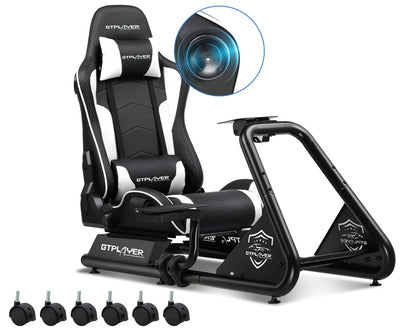 Gtplayer Simulator Cockpit Sim Racing Cockpit Racing Simulator Steering Wheel Stand with Speakers Steering Wheel and Pedal Stand
