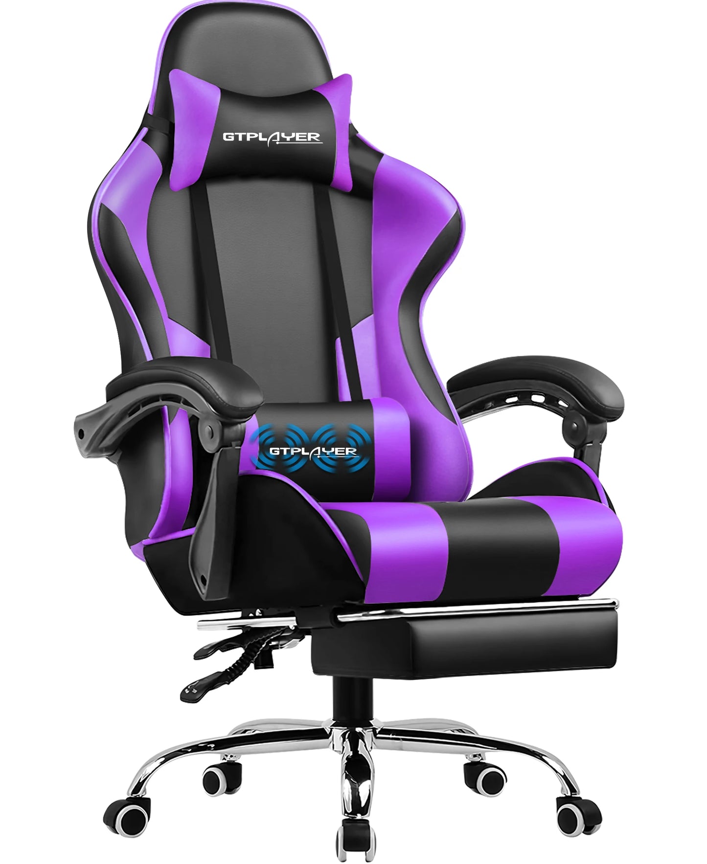 Gtplayer Gaming Chair with Massage, Ergonomic Desk Chair with Footrest, Headrest, Swivel Chair for Office and Gamer