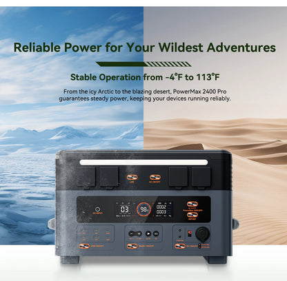 Oscal PowerMax 2400 Pro Portable Power Station, 2016Wh 2400W Outdoor Generator, 3500+ Cycles LiFePO4, Dual Speakers, 1.2H Fast Charge, Smart APP for Camping House Travelling