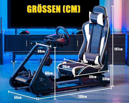 GTPLAYER Simulator Cockpit, Sim Racing Cockpit, racing simulator steering wheel stand with speakers, steering wheel and pedal shelf