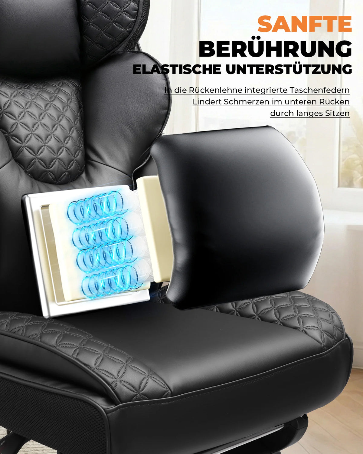 Comhoma Ergonomic Gaming Chair, Office Chair 400 Lb, with Adjustable Lumbar Support & Footrest, Hybrid Design,High Back Executive Chair