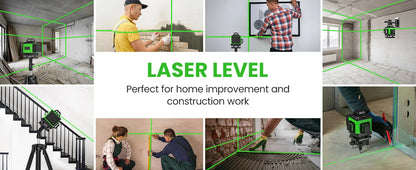 DWiusty 4D Lasernivå 16 Linjer – Grön Laser Självnivellering IP54 Stativ Tygväska Plastlåda 8/12/16 Linjer