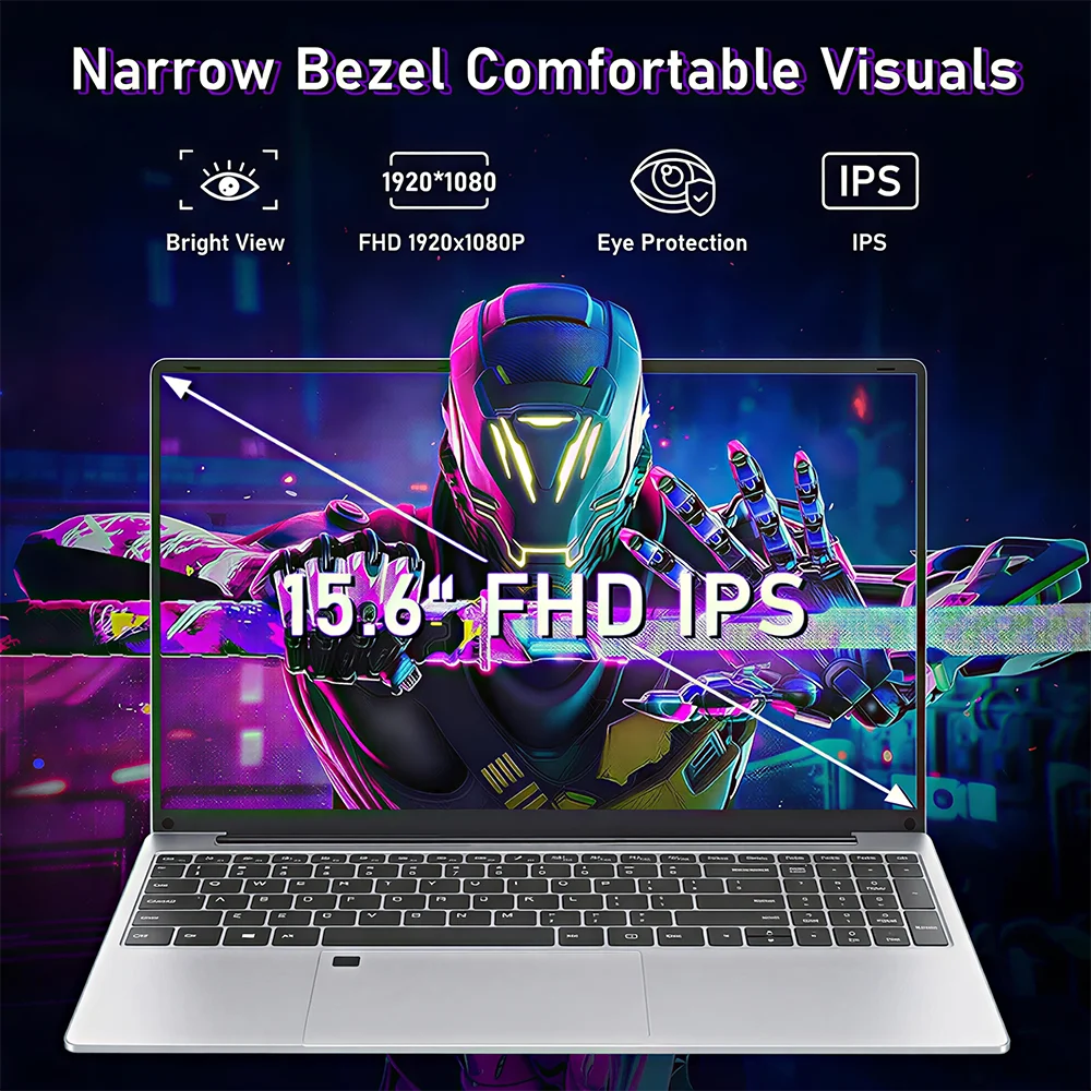 15.6" Laptop Computer Windows 11 Intel Core i7-1165G7 PC Gamer 16GB RAM Fingerprint Unlock Notebook Laptops Backlight Study