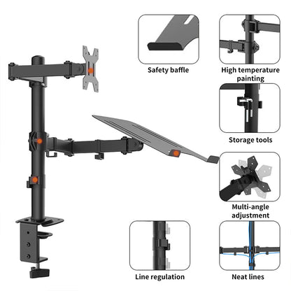 Ergonomisk Monitorarm för Skrivbord 13–27" – VESA 75x75/100x100 Justerbar Höjd Kabelhantering 8kg Stål EU-lager Polen