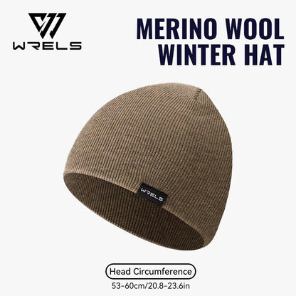 WRELS Merino Wool Beanie for Men Women Soft Fisherman Beanie Warm Knitted Winter Hat Watch Cap Skullie for Cold Weather