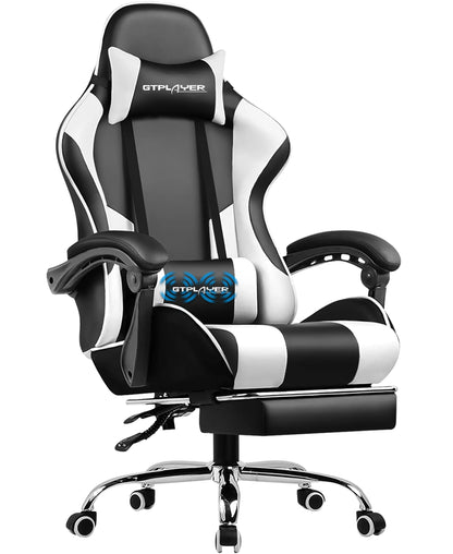 GTPLAYER Gaming chair with massage Lumin cushion & footrest, Ergonomic office chair with padded seat, swivel chair up to 150 kg
