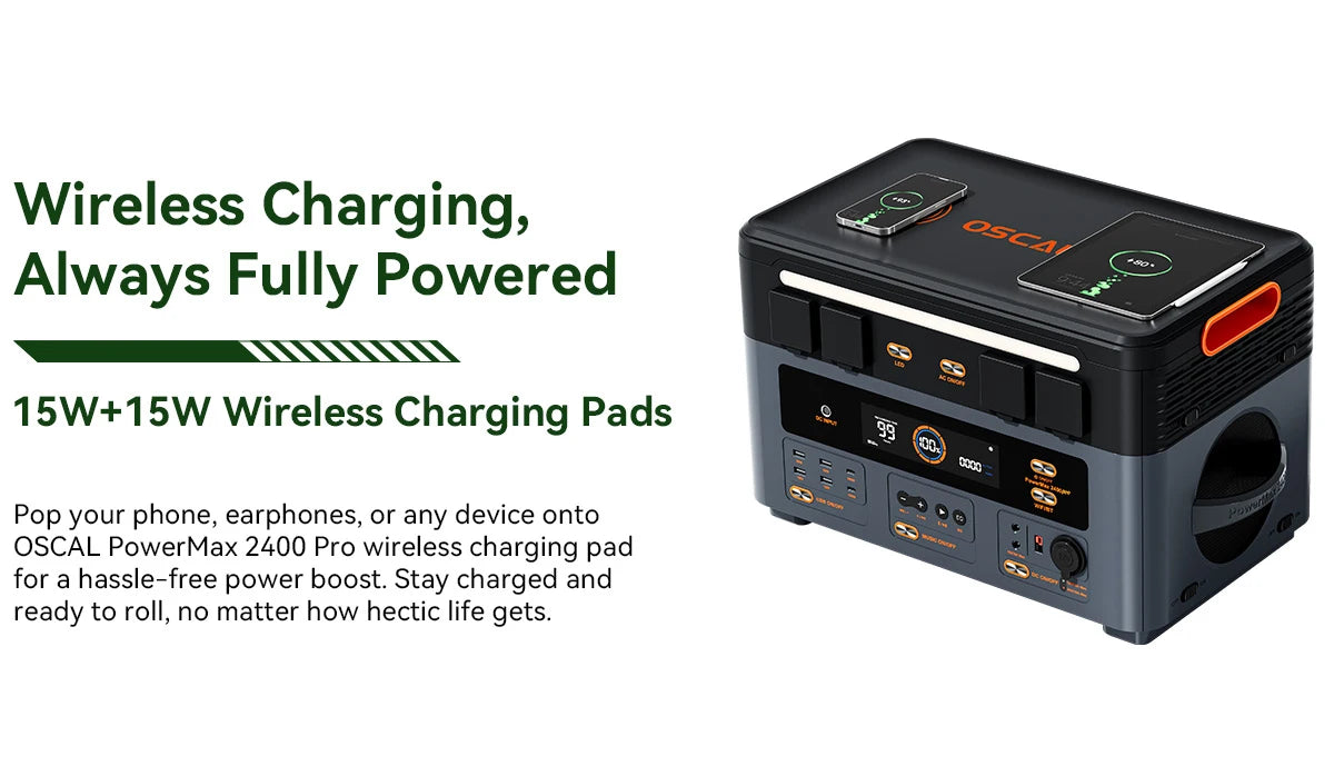Oscal PowerMax 2400 Pro Portable Power Station, 2016Wh 2400W Outdoor Generator, 3500+ Cycles LiFePO4, Dual Speakers, 1.2H Fast Charge, Smart APP for Camping House Travelling
