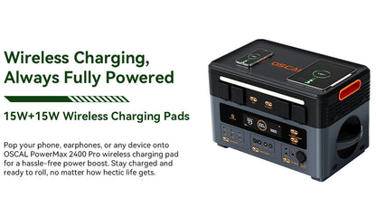 Oscal PowerMax 2400 Pro Portable Power Station, 2016Wh 2400W Outdoor Generator, 3500+ Cycles LiFePO4, Dual Speakers, 1.2H Fast Charge, Smart APP for Camping House Travelling