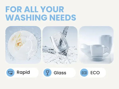 Midea Comfee Tabletop Dishwasher Without Installation, 5L Water Tank, 98 ° C Steam Sterilization, Compact Dishwasher with 6 Programs, 72H Ventilated Storage for 2-3 People