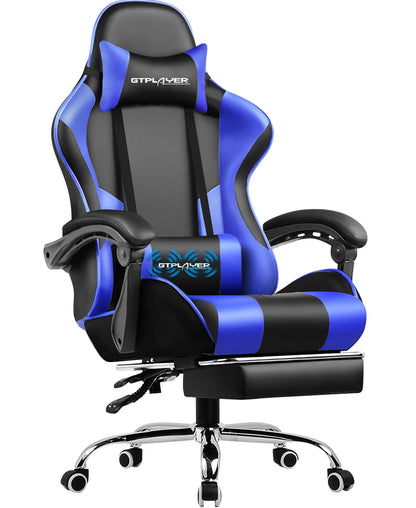 Gtplayer Gaming Chair with Massage, Ergonomic Desk Chair with Footrest, Headrest, Swivel Chair for Office and Gamer