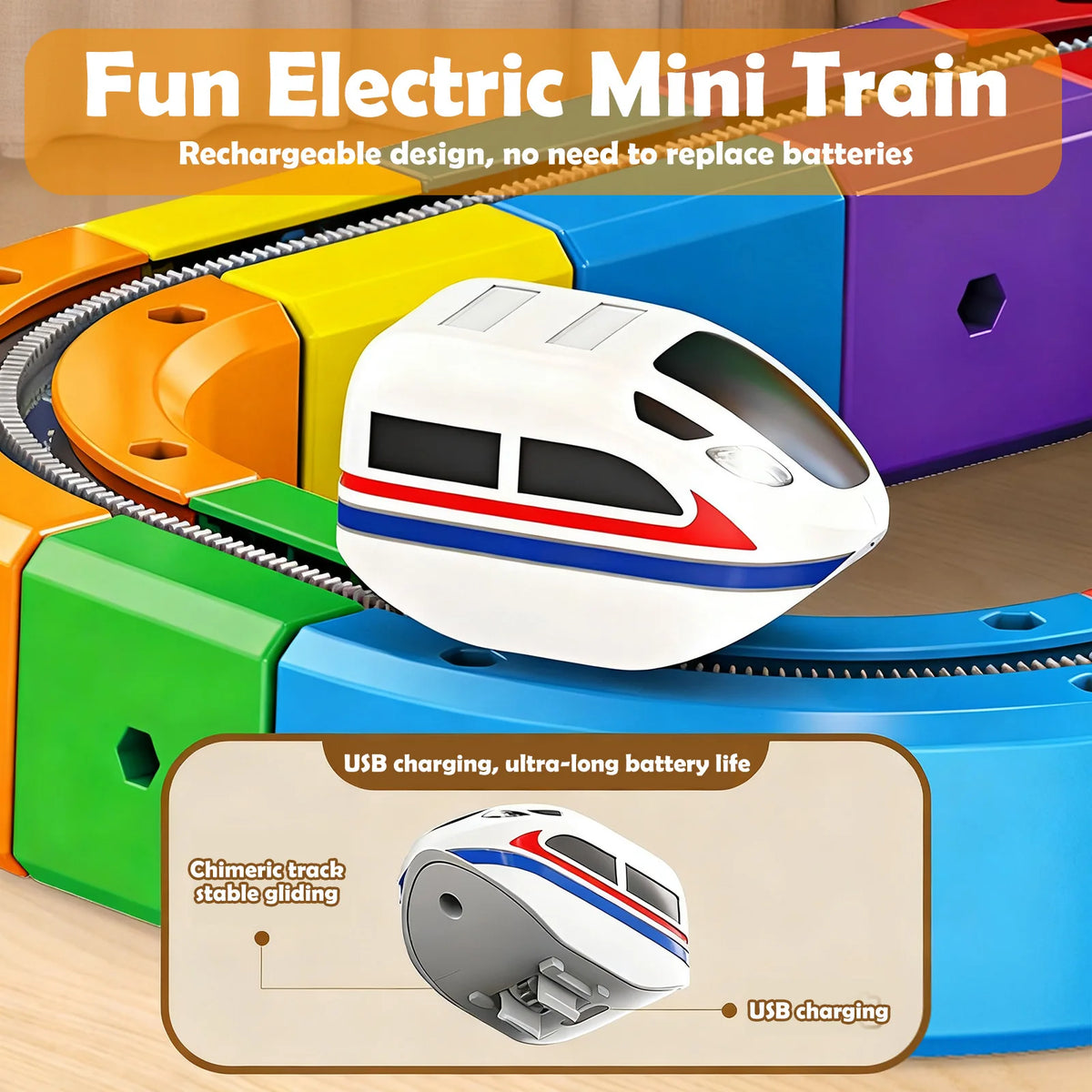 Magnetisk byggbana med USB-laddningsbart fordon – 51, 81 eller 123 delar