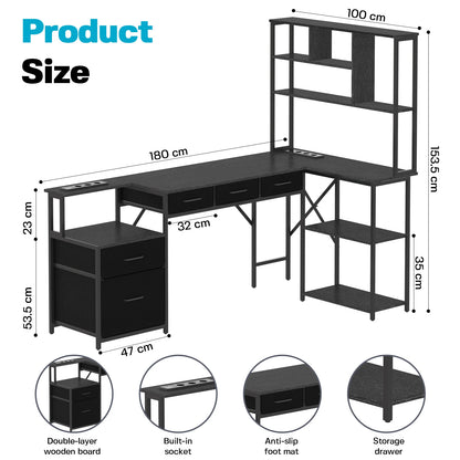 Compact Space‑Saving L‑Shaped Gaming Computer Desk, Sturdy Heavy‑Duty Home Office Work Table, Multifunctional Gaming Workstation for Bedroom, Apartment and Study Room