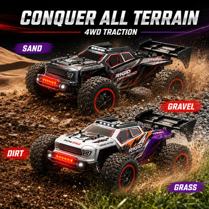 4Wd Brushless Rc Car 75Km/H Metal Differential Shaft Drive Independent Shock Absorbers Led Headlights 2.4g 300m Remote Control Off-Road Hobby Vehicle