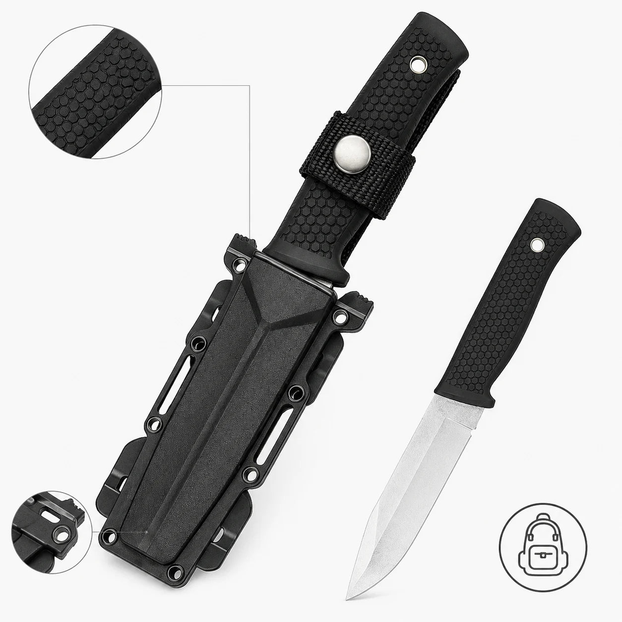 Portable Outdoor Utility Cutting Tool with Protective Sheath, Stainless Steel Fishing Camping Food Preparation Tool with Non-Slip Handle