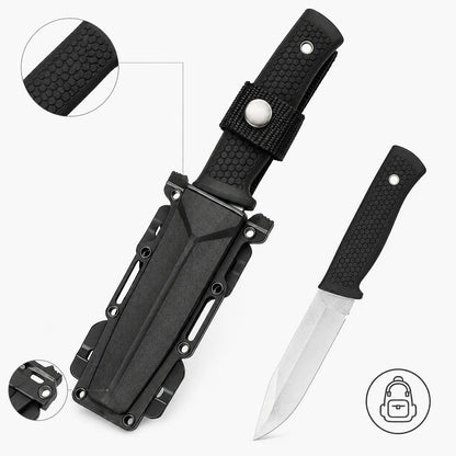 Portable Outdoor Utility Cutting Tool with Protective Sheath, Stainless Steel Fishing Camping Food Preparation Tool with Non-Slip Handle