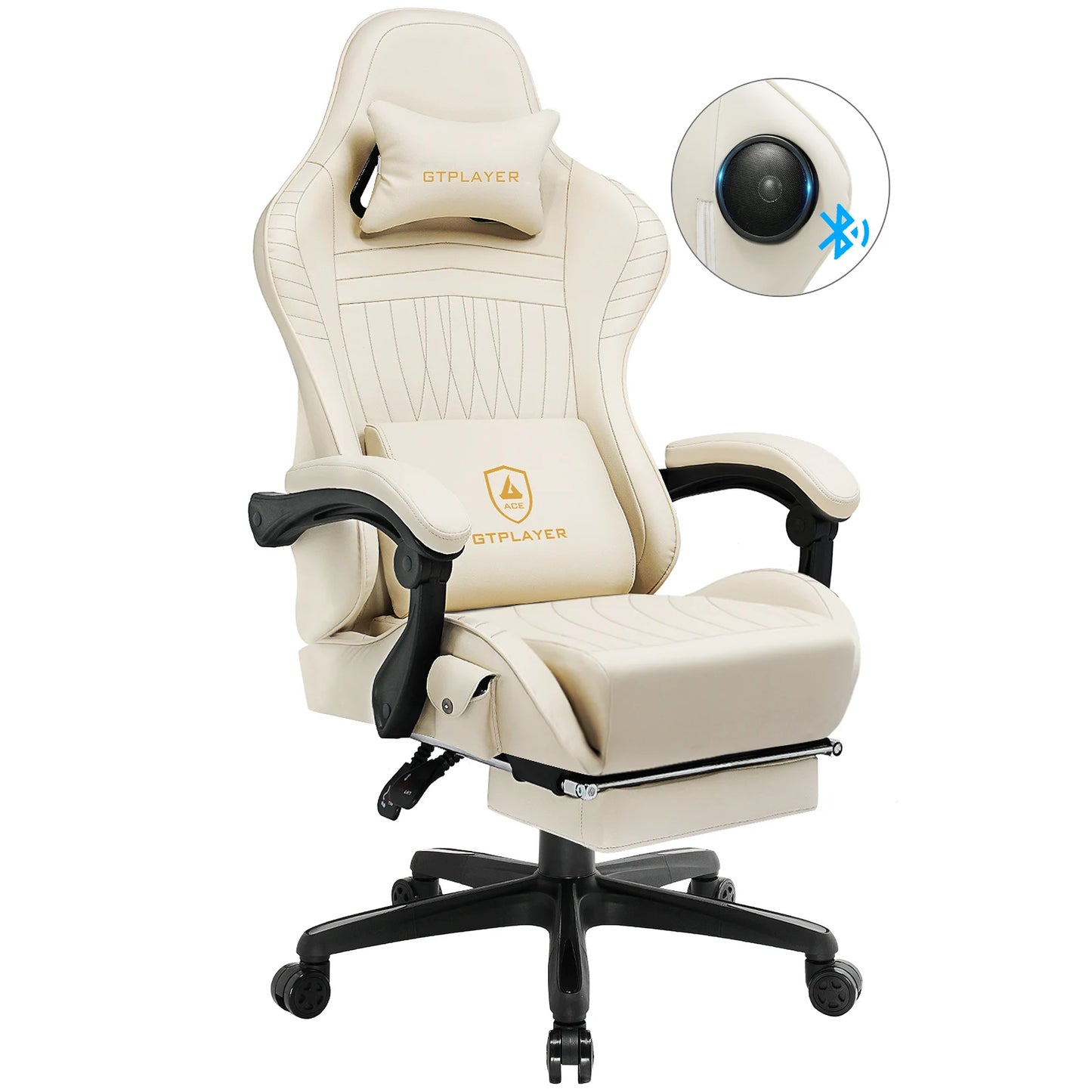 GTPLAYER Gaming chair Ergonomic Gaming armchair Desk chair PC Footrest loudspeaker Music Office chair up to 150kg