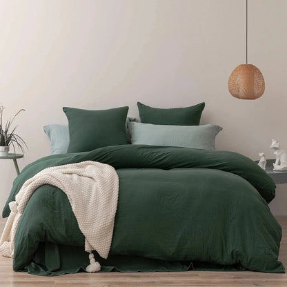Mörkgrönt bäddset med dragkedja – 135 × 200, 155 × 220 eller 200 × 200 cm