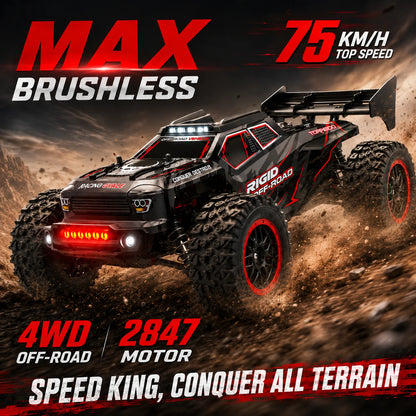 4Wd Brushless Rc Car 75Km/H Metal Differential Shaft Drive Independent Shock Absorbers Led Headlights 2.4g 300m Remote Control Off-Road Hobby Vehicle