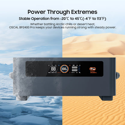 Oscal BP2400pro Portable Power Station 2016Wh Expansion Battery Pack for For PowerMax 2400 pro Solar Generator,1.2H Fast Charge,Dual Speakers,Smart APP Control&Monitoring,,3500+ Cycles for Outdoor Camping RV Home Backup